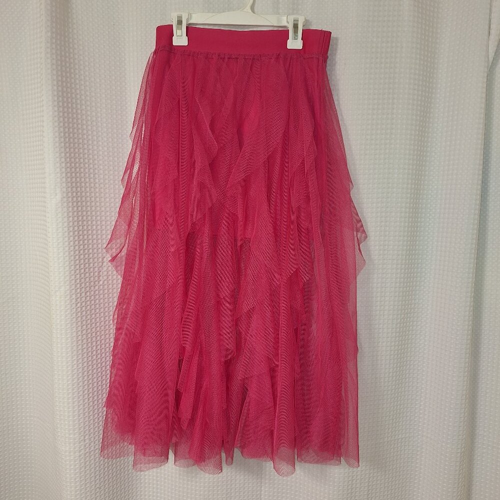 Sincerely Jules Hot Pink Tulle Ruffle Skirt - Size Large